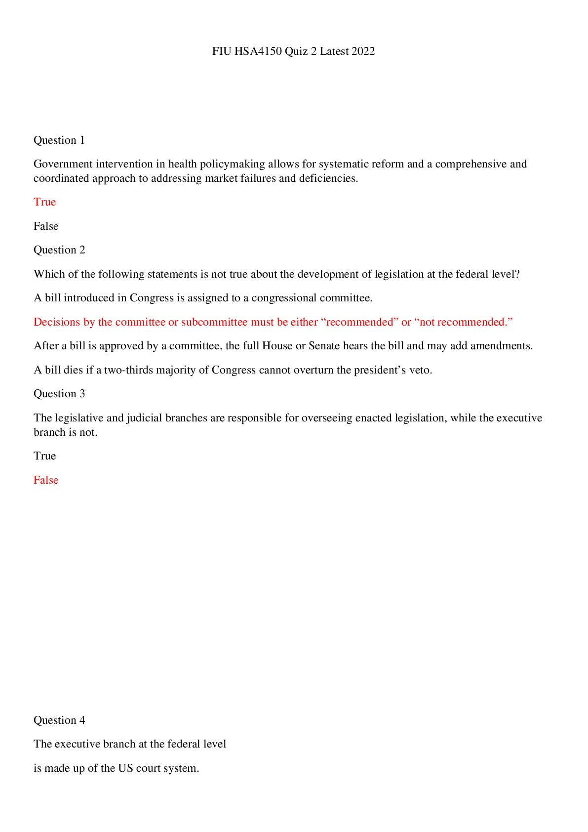 Preview image for FIU HSA4150 Quiz 2 Updated